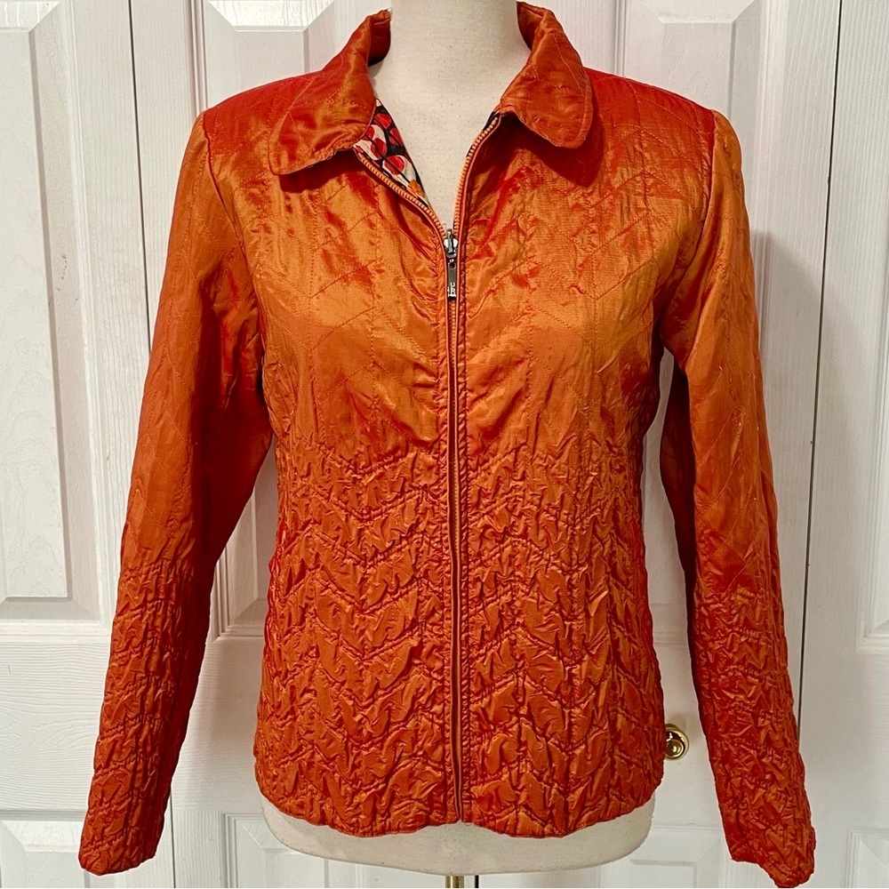 Vintage UBU satin Colorful Patterned Women's reversible zip jacket - Picture 5 of 11